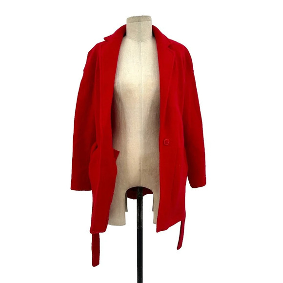J. Crew Camille Short Boiled Wool Wrap Coat In Bright‎ Red Size XXS - Picture 10 of 13